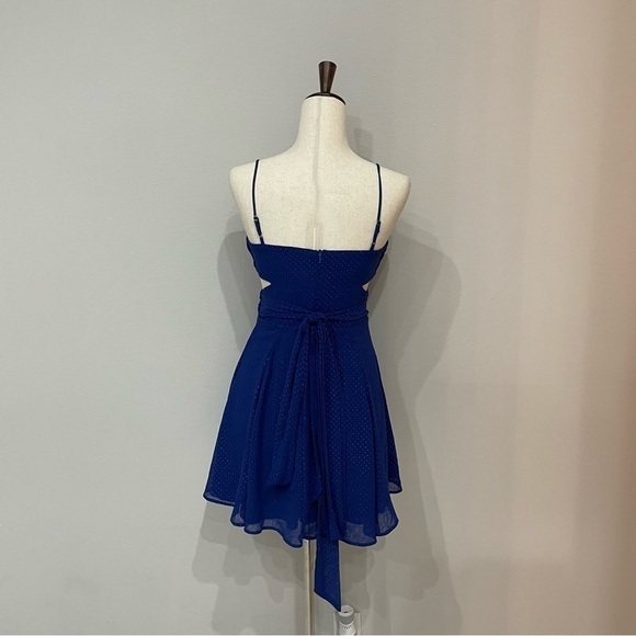LUCY In The Sky Kalene Bow Tie Dress in Blue and Gold Dot Size Small - Picture 5 of 10